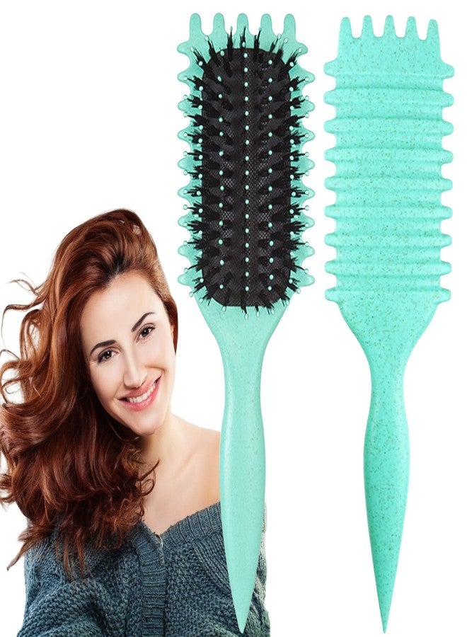 UVZNUMG Curl Defining Brush, 1 PCS Curly Hair Brush, Brush for Curly Hair, for Combing and Shaping Men's and Women's Curls to Reduce Pulling (Green) - Image 1